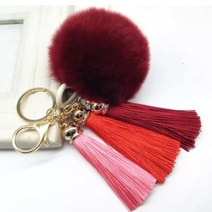 Fur ball Pom Pom keychain.
